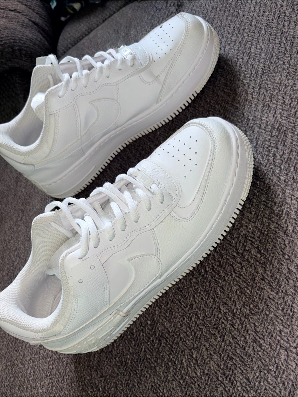 Nike Air Force 1 Shadow Triple White Sneakers, Women’s size 10